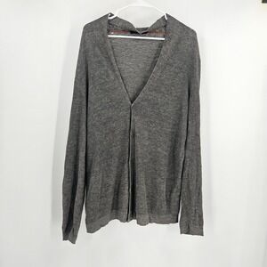 Loro Piana Mens Cardigan Gray Linen Knit V-neck Button Front Long Sleeve Size L